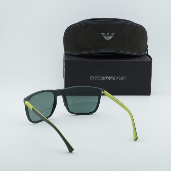 Emporio Armani EA4133 57536R Sunglasses Rubber/Green Square Frame, Green Lenses - Picture 10 of 10